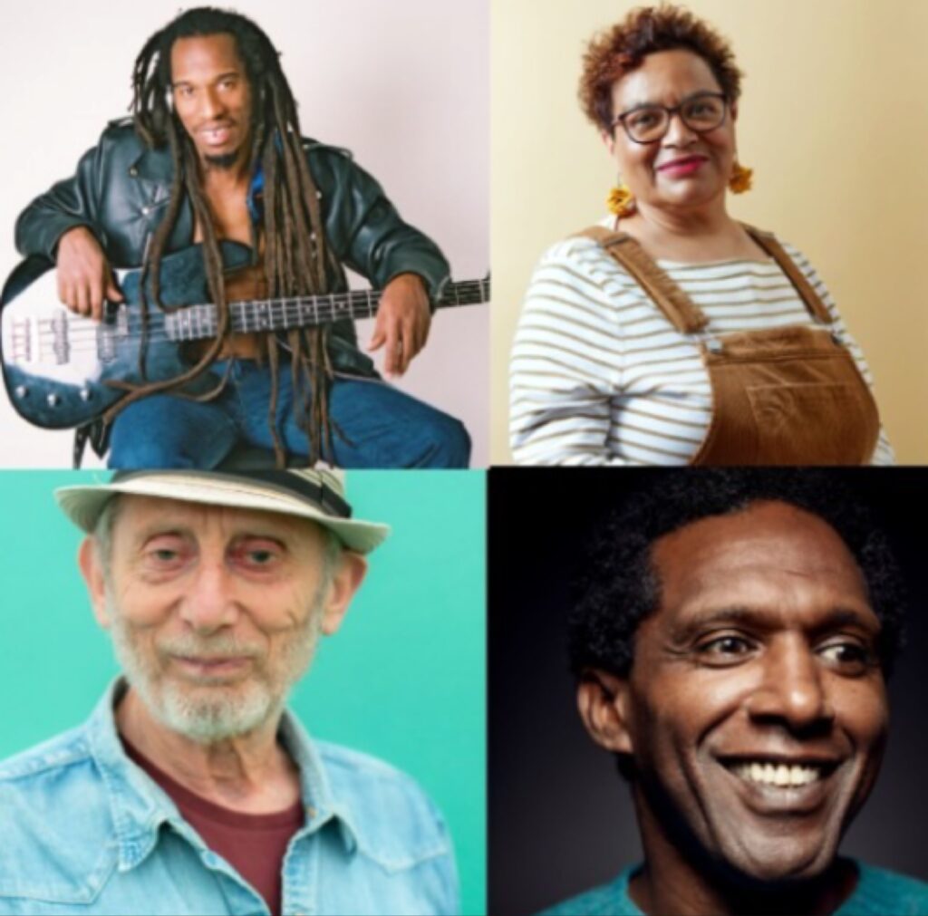 لقطة مجمعة (كولاج) لأربعة شعراء بريطانيين بارزين مشاركين في مهرجان الشعر الدولي 2026: بنيامين صفنيا، جاكي كاي، مايكل روزن، وليمن سيساي.