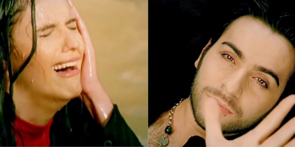 أغنية Canın Çıksın İnsafsız في مشهد تعبيري منقسم يبرز ملامح إسماعيل يك بجانب لقطة درامية لامرأة تبكي تحت المطر، مما يعزز بصرياً رسالة الأغنية حول الخيانة والوجع الإنساني العميق.