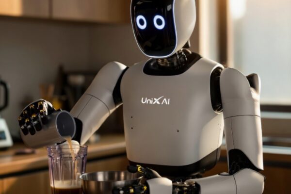 روبوت منزلي صيني Panther من شركة UniXAI يقوم بتحضير الطعام في المطبخ داخل شقة سكنية حقيقية بمدينة سوتشو.