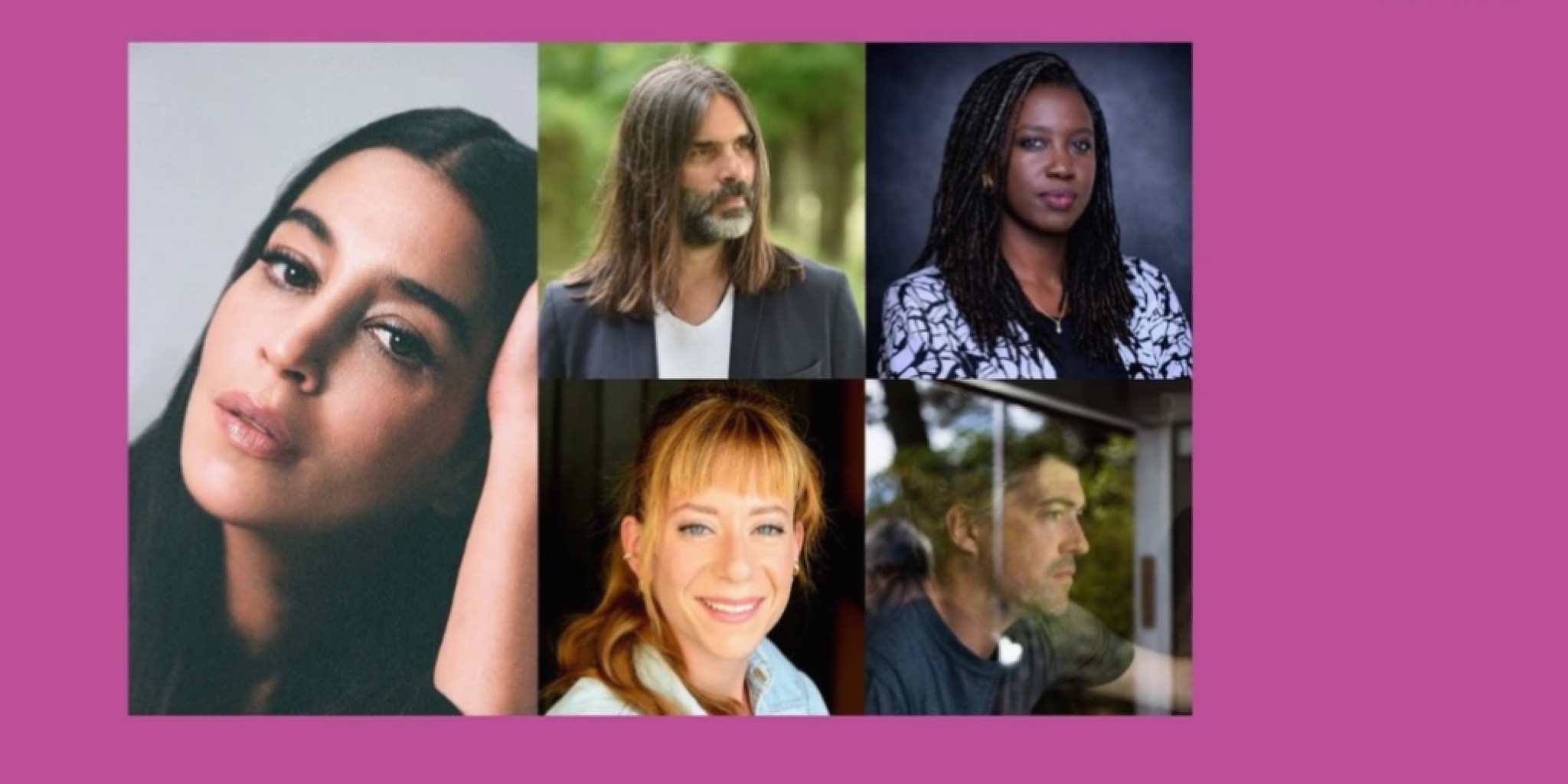 صورة عرضية مجمعة (Triptych Collage) تضم من اليمين إلى اليسار: Thomas Cailley، Laura Samani، Angèle Diabang، Khaled Mouzanar، والرئيسة Leïla Bekhti، كأعضاء لجنة تحكيم قسم "نظرة ما" في مهرجان كان 2026.