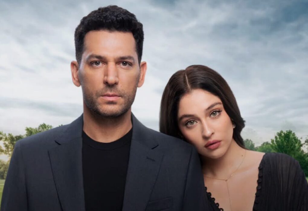 بوستر رسمي يظهر الممثل مراد يلدريم والممثلة جيمري بايسال بنظرات حزينة وغامضة، مع خلفية تعبر عن أجواء الدراما الاجتماعية التركية ورود وذنوب، المقرر عرضه على منصة MBC شاهد.