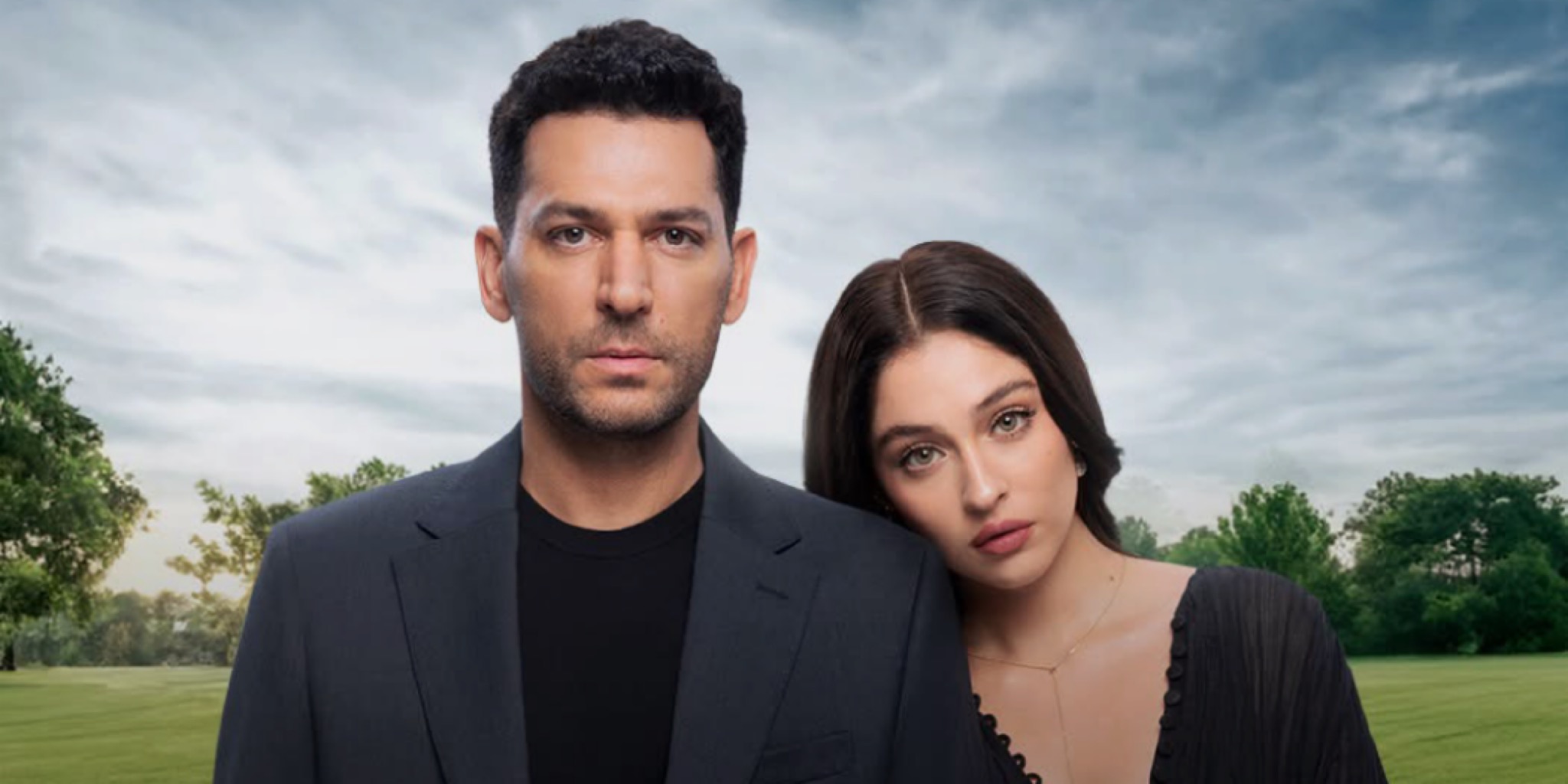 بوستر رسمي يظهر الممثل مراد يلدريم والممثلة جيمري بايسال بنظرات حزينة وغامضة، مع خلفية تعبر عن أجواء الدراما الاجتماعية التركية ورود وذنوب، المقرر عرضه على منصة MBC شاهد.