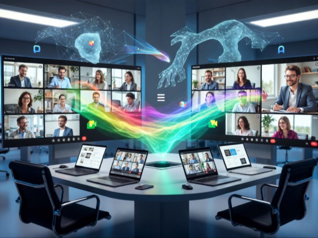 ترجمة جوجل ميت الصوتية في بيئات العمل الرقمية مع اجتماعات افتراضية متعددة اللغات في جوجل ورك سبيس 2026.