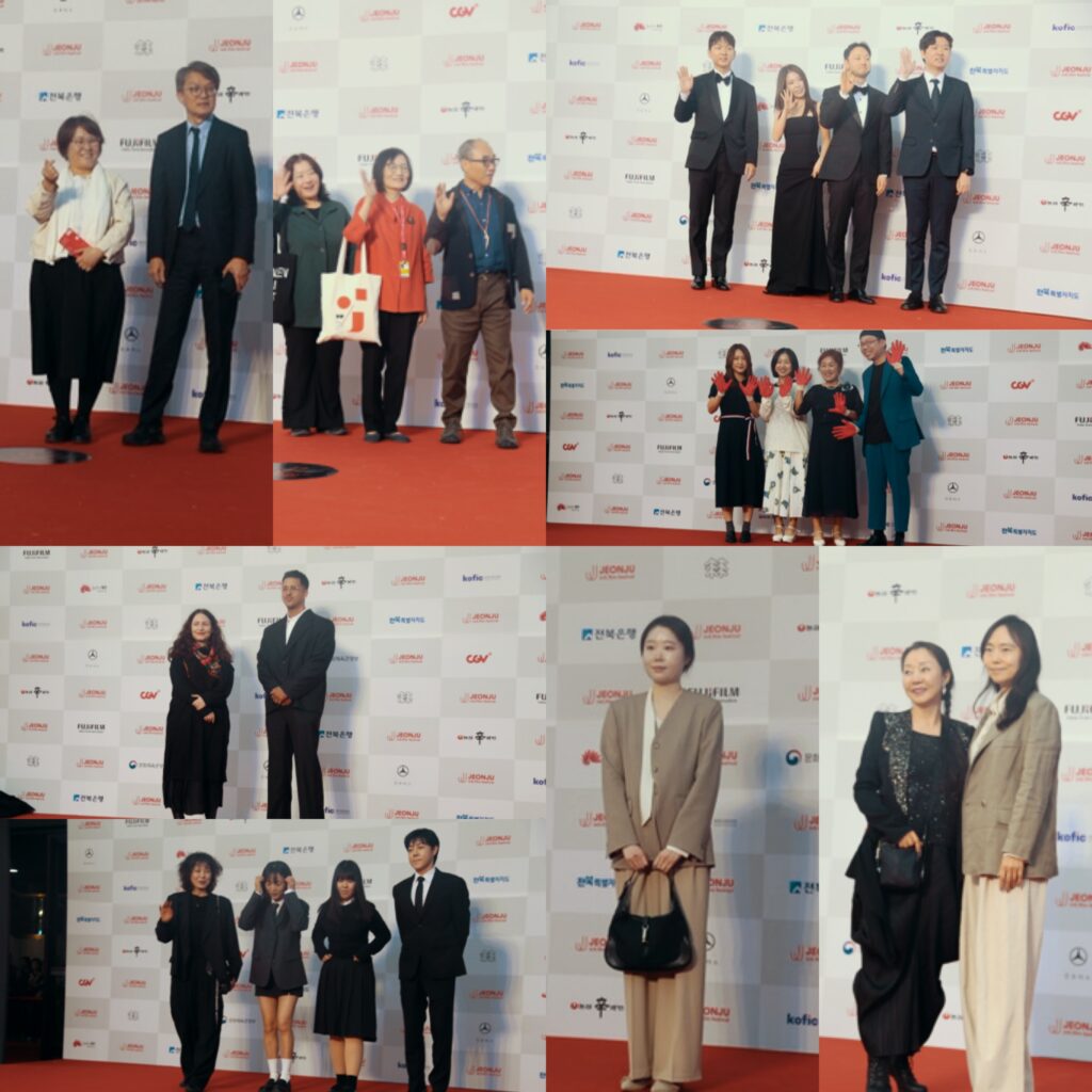 حضوراً فنياً متنوعاً لمبدعين يلوحون للكاميرا بملابس متميزة تعكس روح السينما المستقلة على السجادة الحمراء.