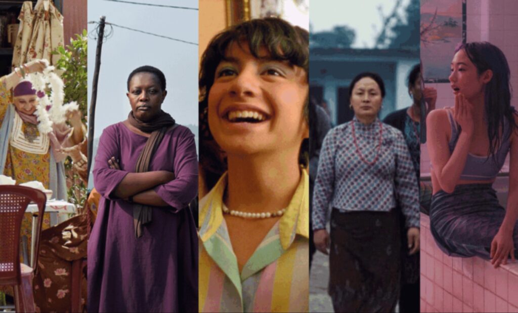 كولاج يضم خمس لقطات سينمائية متنوعة لأبرز أفلام صندوق هوبير بالس بكان المشاركة في مهرجان كان السينمائي 2026.
