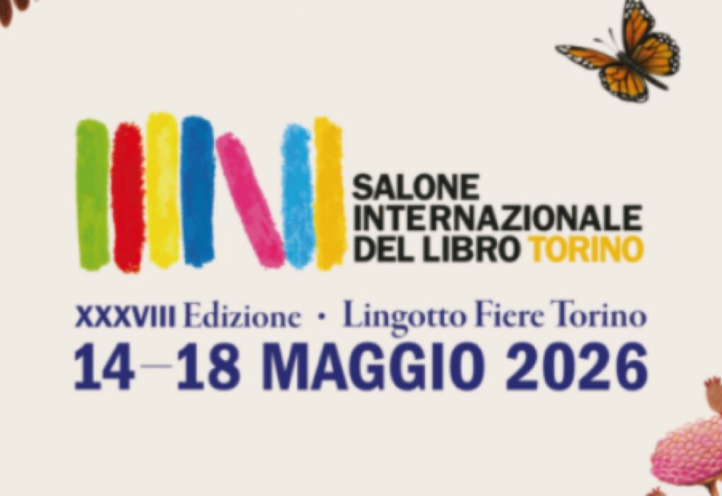 صورة تعرض الشعار الملون لـ معرض تورينو الدولي للكتاب 2026 (Salone Internazionale del Libro Torino)، متضمنة رقم الدورة "XXXVIII Edizione" وتاريخ الانعقاد ومقره في Lingotto Fiere Torino.