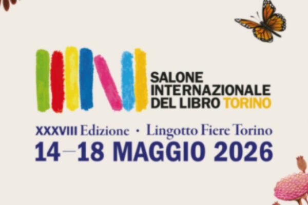 صورة تعرض الشعار الملون لـ معرض تورينو الدولي للكتاب 2026 (Salone Internazionale del Libro Torino)، متضمنة رقم الدورة "XXXVIII Edizione" وتاريخ الانعقاد ومقره في Lingotto Fiere Torino.