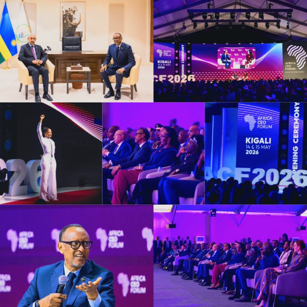 مجمعة صور احترافية توثق كواليس منتدى أفريقيا للرؤساء التنفيذيين Africa CEO Forum 2026 بمدينة كيغالي. يظهر في الصور الرئيس الرواندي بول كاغامي خلال إلقاء كلمته، ولقاءات ثنائية رسمية تجمع القادة الأفارقة. كما تتضمن اللقطات مشاهد لمنصة المنتدى الرئيسية والحضور وشعارات الدورة الـ 13 المنعقدة يومي 14 و15 مايو 2026.
