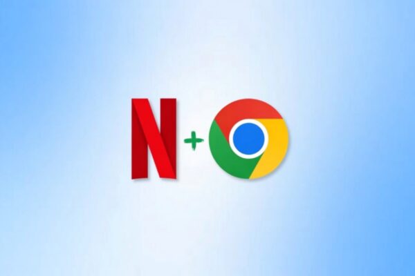 شعار منصة Netflix ومتصفح Google Chrome لتوضيح ميزة دعم Netflix لجودة 4K